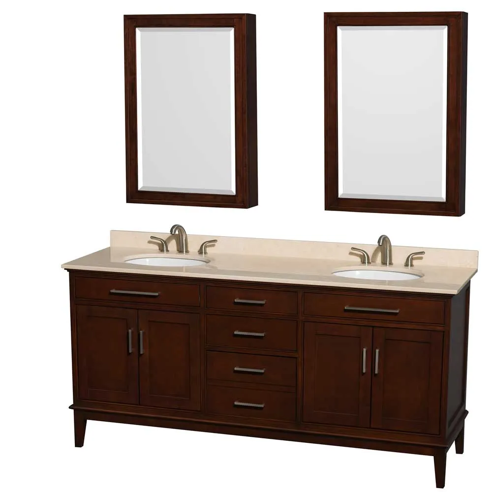 Hatton 72 Inch Double Bathroom Vanity in Dark Chestnut