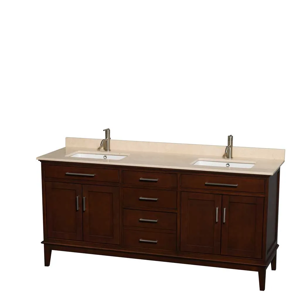 Hatton 72 Inch Double Bathroom Vanity in Dark Chestnut