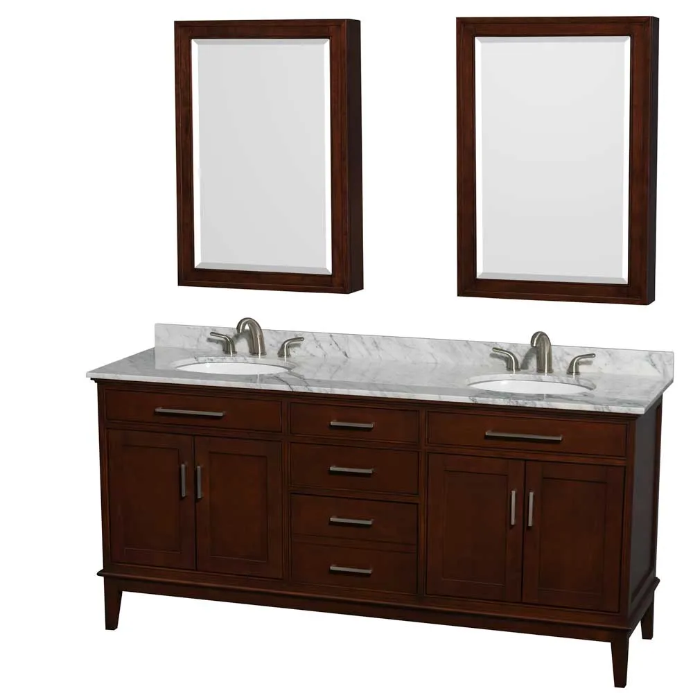 Hatton 72 Inch Double Bathroom Vanity in Dark Chestnut
