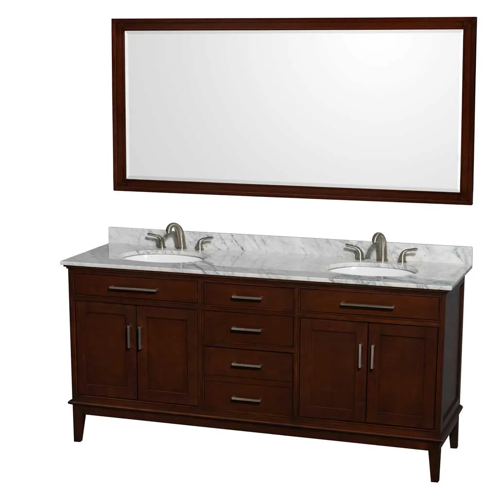Hatton 72 Inch Double Bathroom Vanity in Dark Chestnut