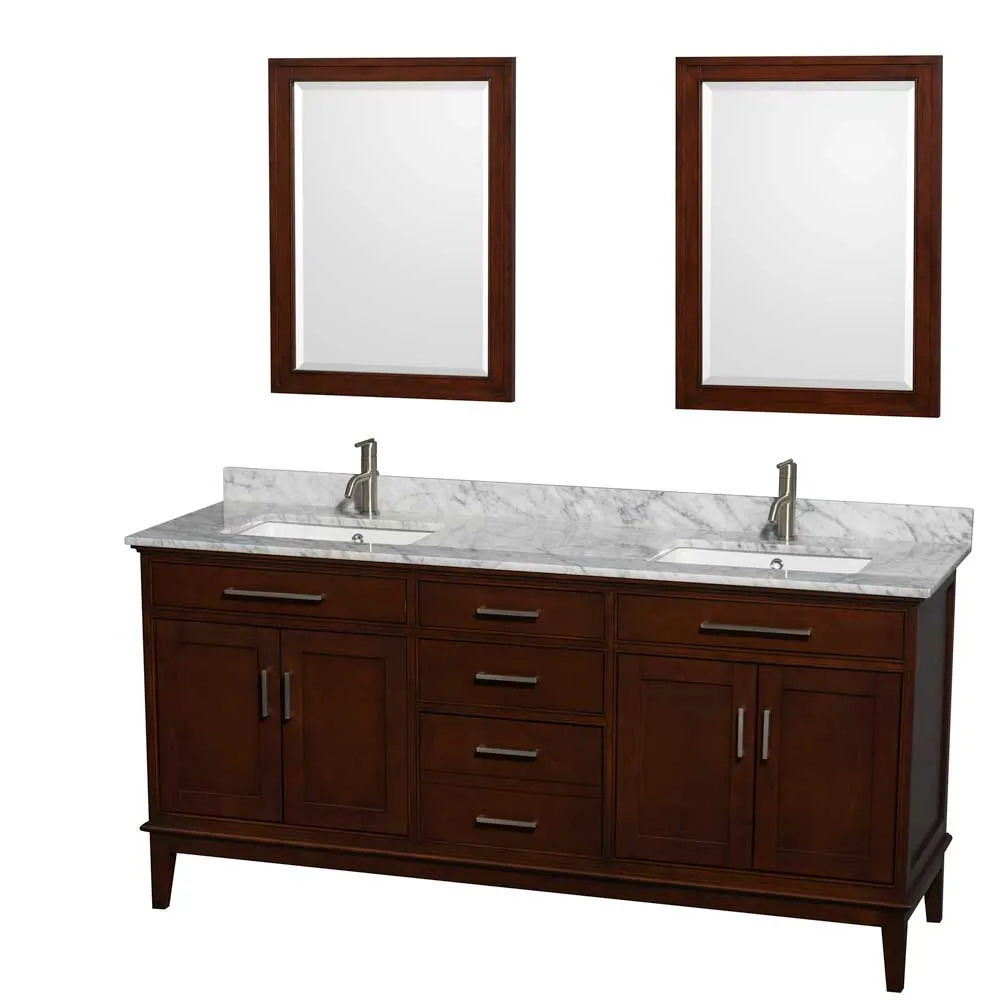 Hatton 72 Inch Double Bathroom Vanity in Dark Chestnut