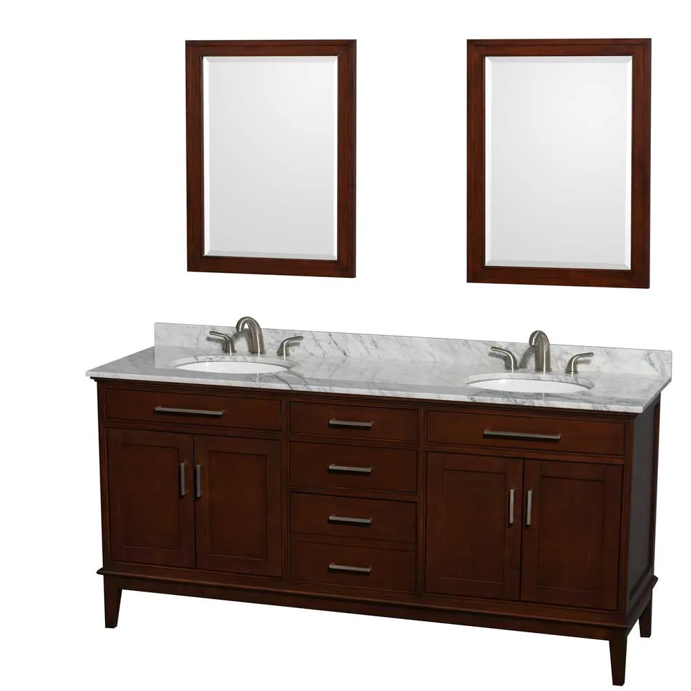 Hatton 72 Inch Double Bathroom Vanity in Dark Chestnut