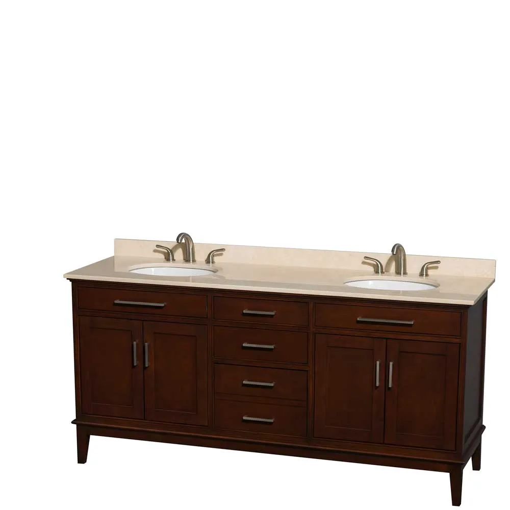 Hatton 72 Inch Double Bathroom Vanity in Dark Chestnut