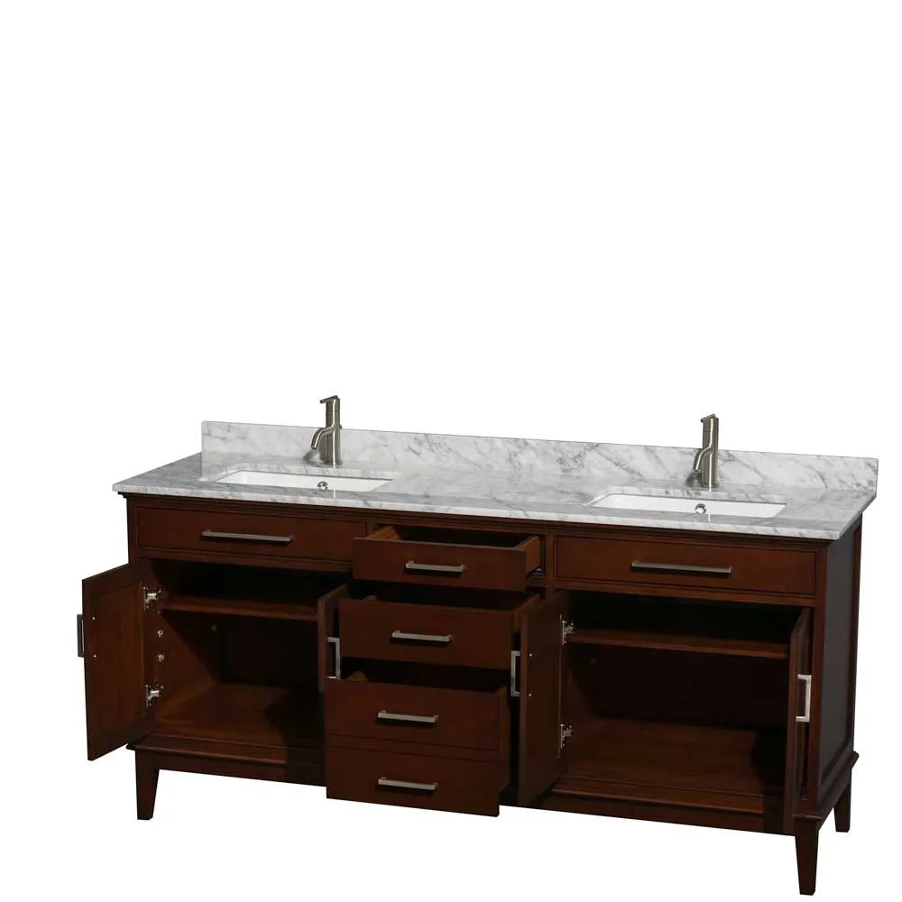 Hatton 72 Inch Double Bathroom Vanity in Dark Chestnut