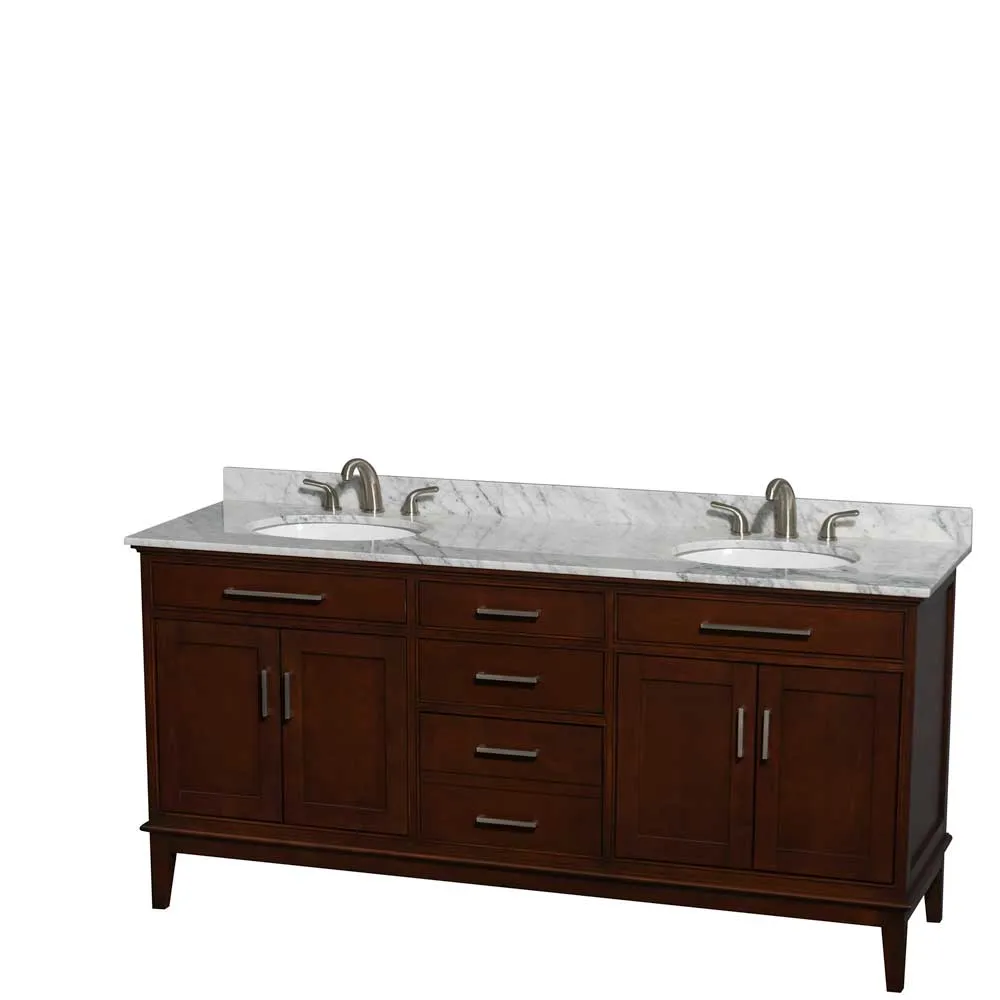 Hatton 72 Inch Double Bathroom Vanity in Dark Chestnut