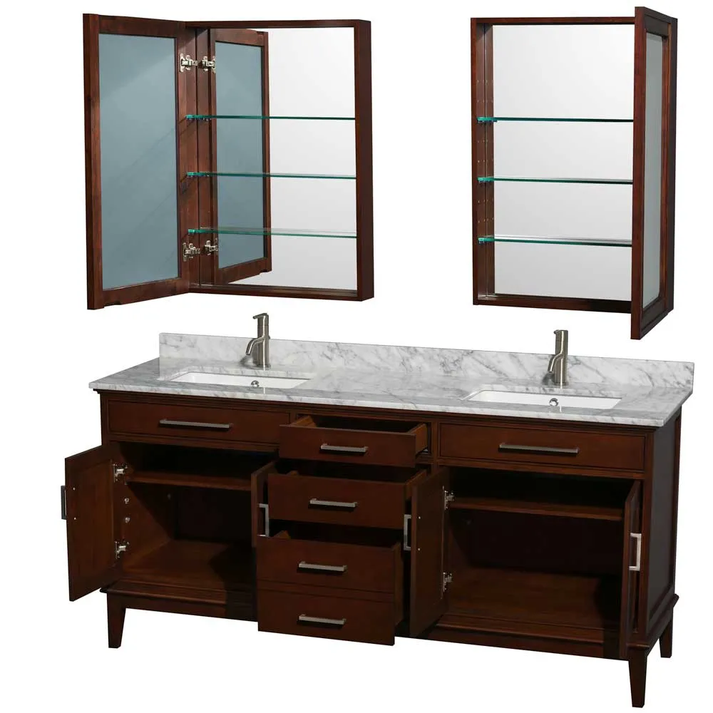 Hatton 72 Inch Double Bathroom Vanity in Dark Chestnut