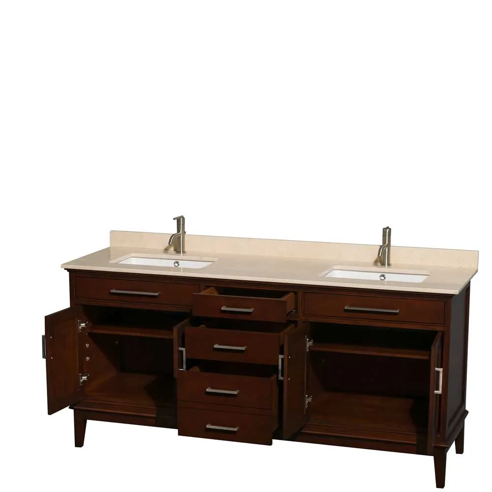Hatton 72 Inch Double Bathroom Vanity in Dark Chestnut