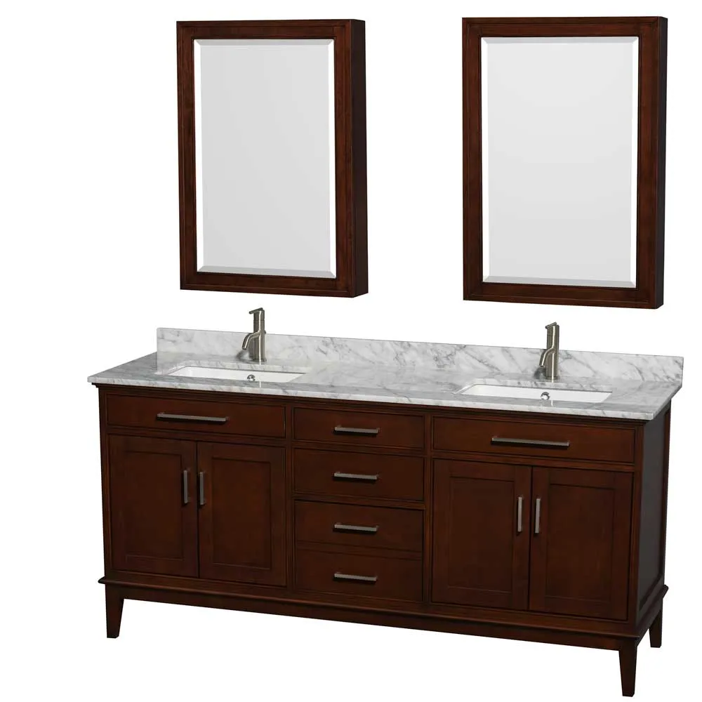 Hatton 72 Inch Double Bathroom Vanity in Dark Chestnut