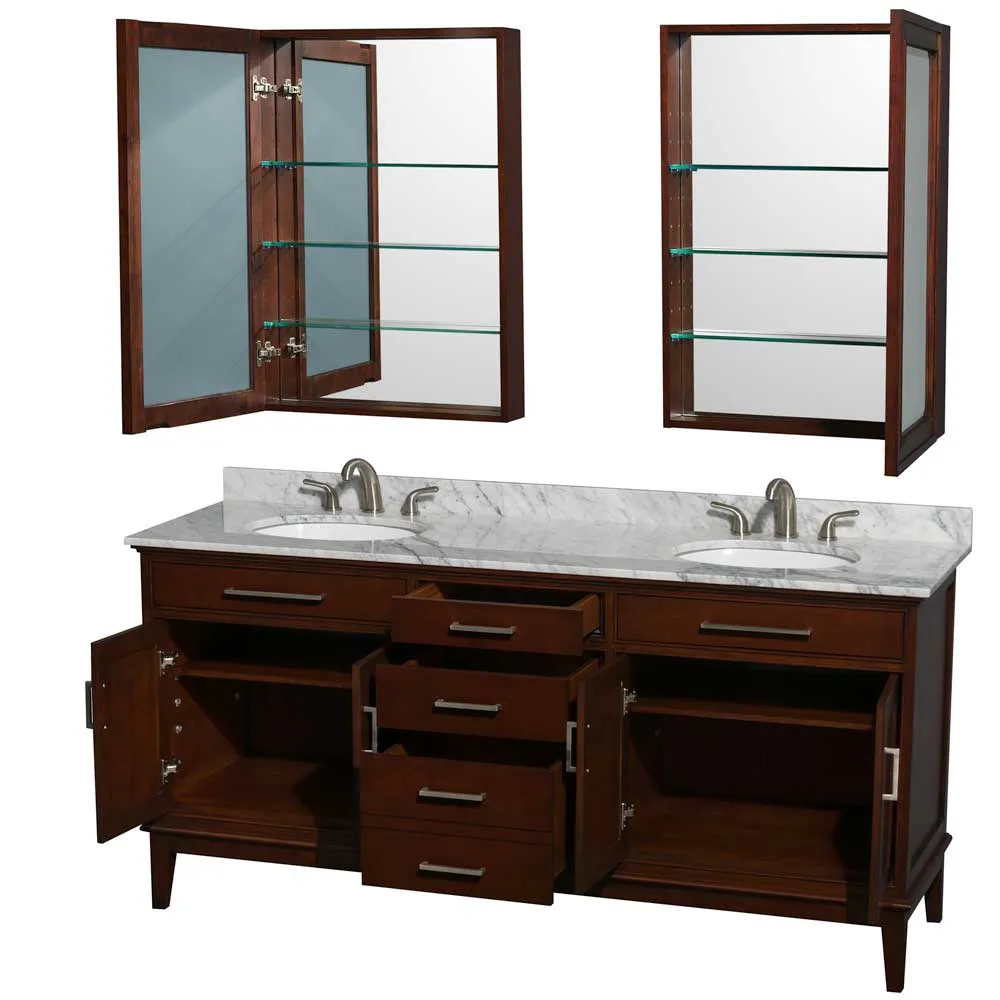 Hatton 72 Inch Double Bathroom Vanity in Dark Chestnut