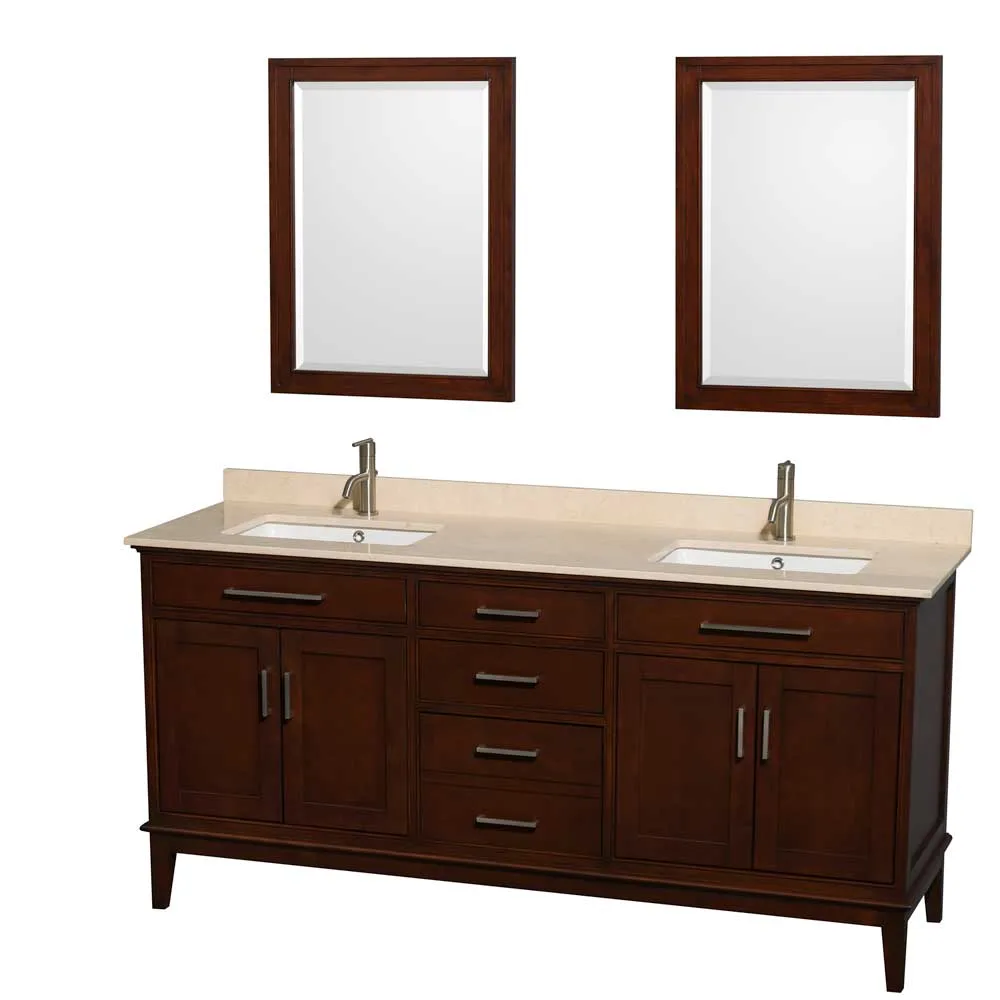 Hatton 72 Inch Double Bathroom Vanity in Dark Chestnut