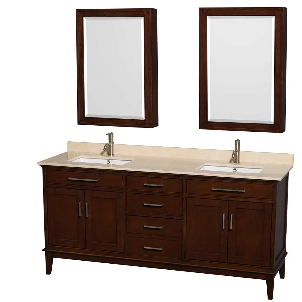 Hatton 72 Inch Double Bathroom Vanity in Dark Chestnut