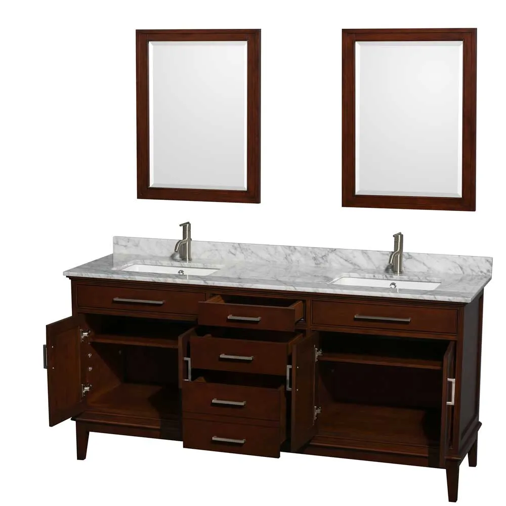 Hatton 72 Inch Double Bathroom Vanity in Dark Chestnut