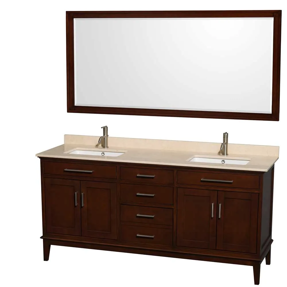 Hatton 72 Inch Double Bathroom Vanity in Dark Chestnut