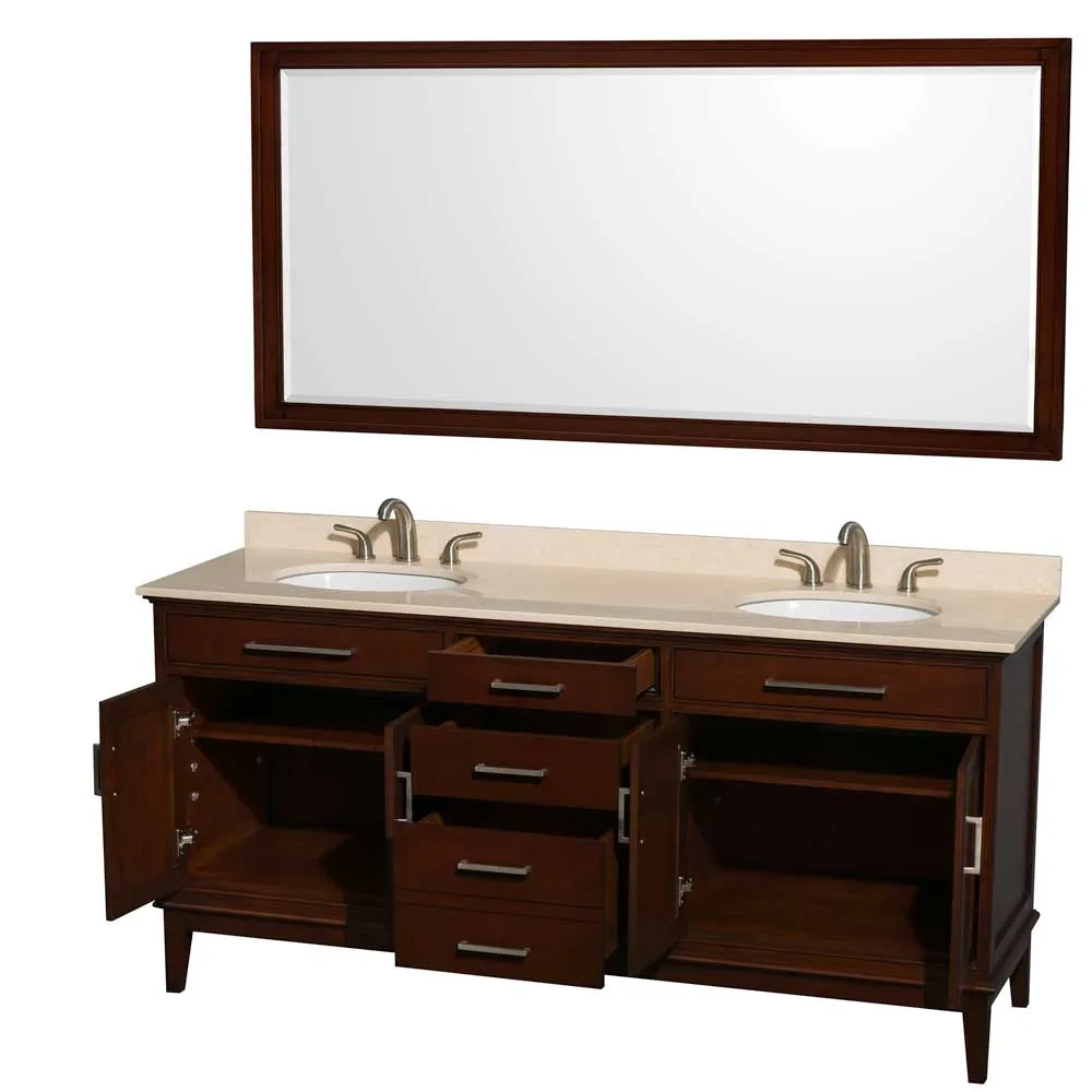 Hatton 72 Inch Double Bathroom Vanity in Dark Chestnut