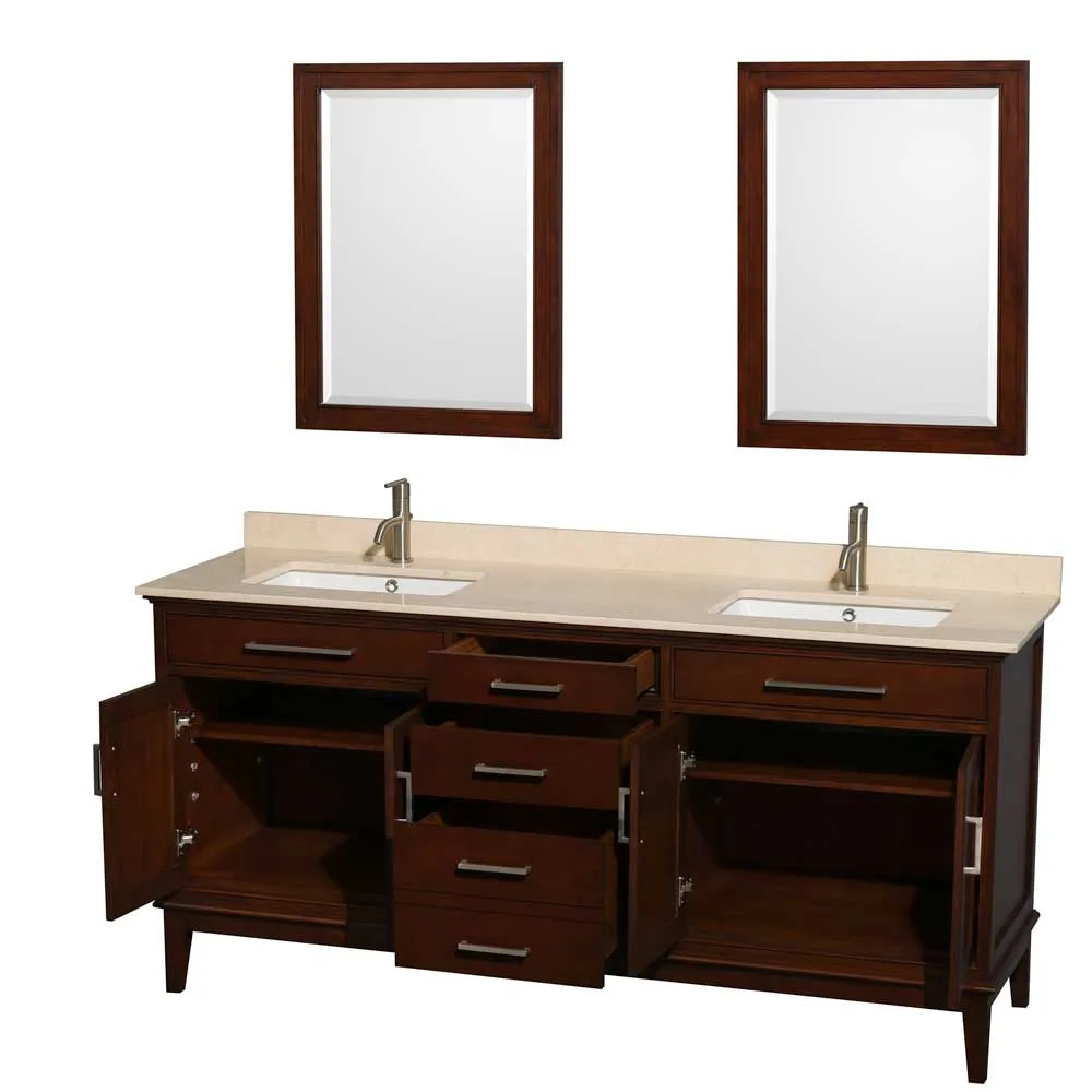 Hatton 72 Inch Double Bathroom Vanity in Dark Chestnut