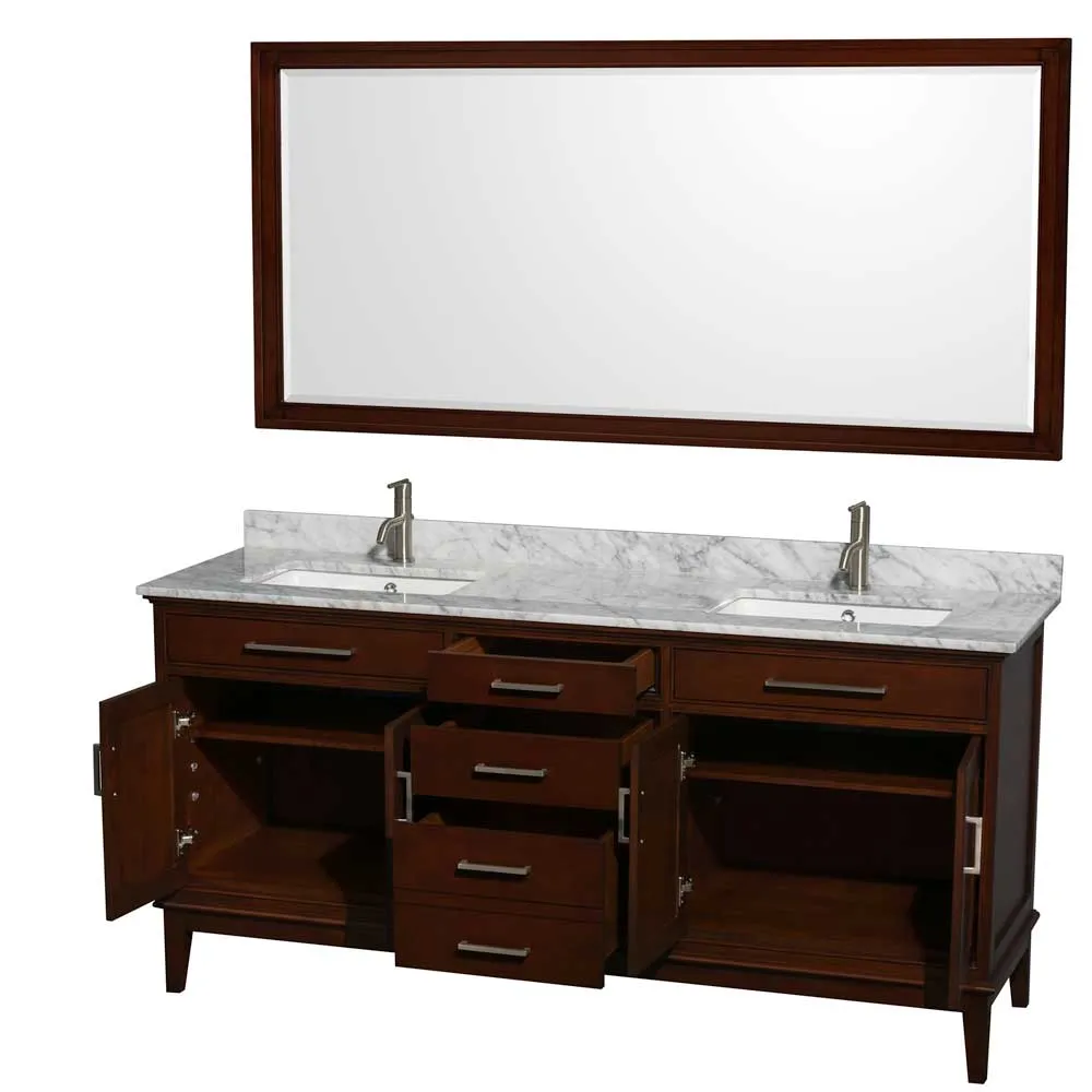 Hatton 72 Inch Double Bathroom Vanity in Dark Chestnut