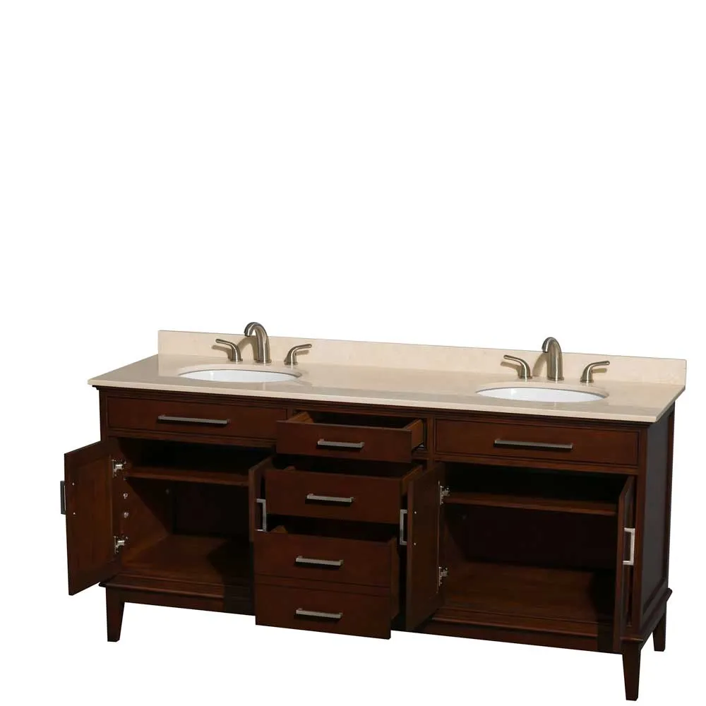 Hatton 72 Inch Double Bathroom Vanity in Dark Chestnut