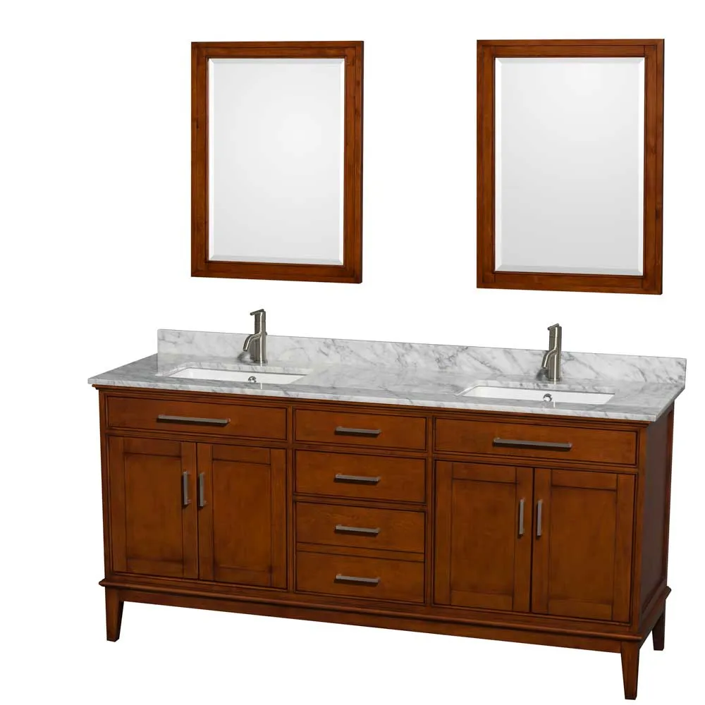 Hatton 72 Inch Double Bathroom Vanity in Light Chestnut
