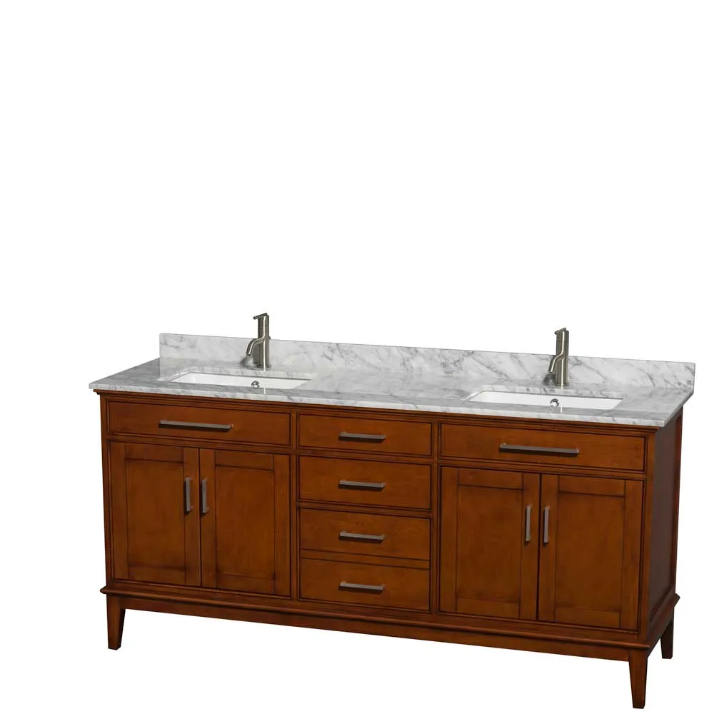 Hatton 72 Inch Double Bathroom Vanity in Light Chestnut