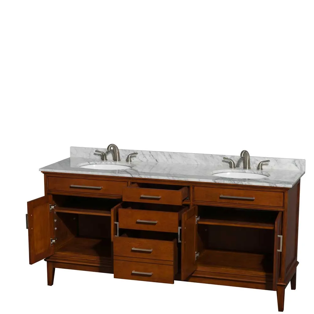 Hatton 72 Inch Double Bathroom Vanity in Light Chestnut
