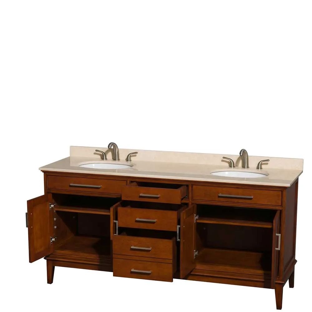 Hatton 72 Inch Double Bathroom Vanity in Light Chestnut