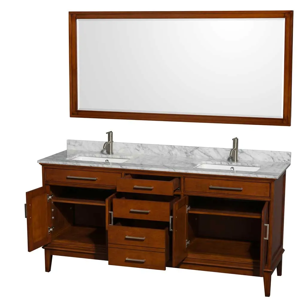 Hatton 72 Inch Double Bathroom Vanity in Light Chestnut
