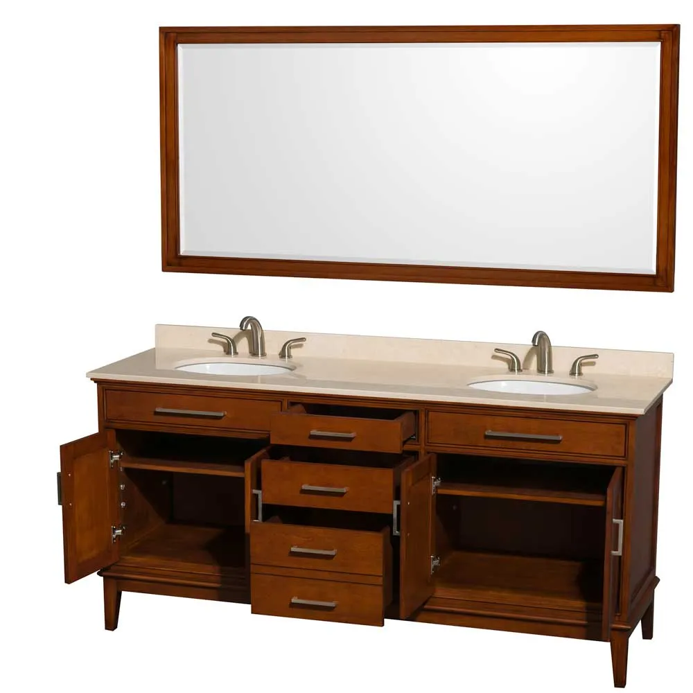 Hatton 72 Inch Double Bathroom Vanity in Light Chestnut