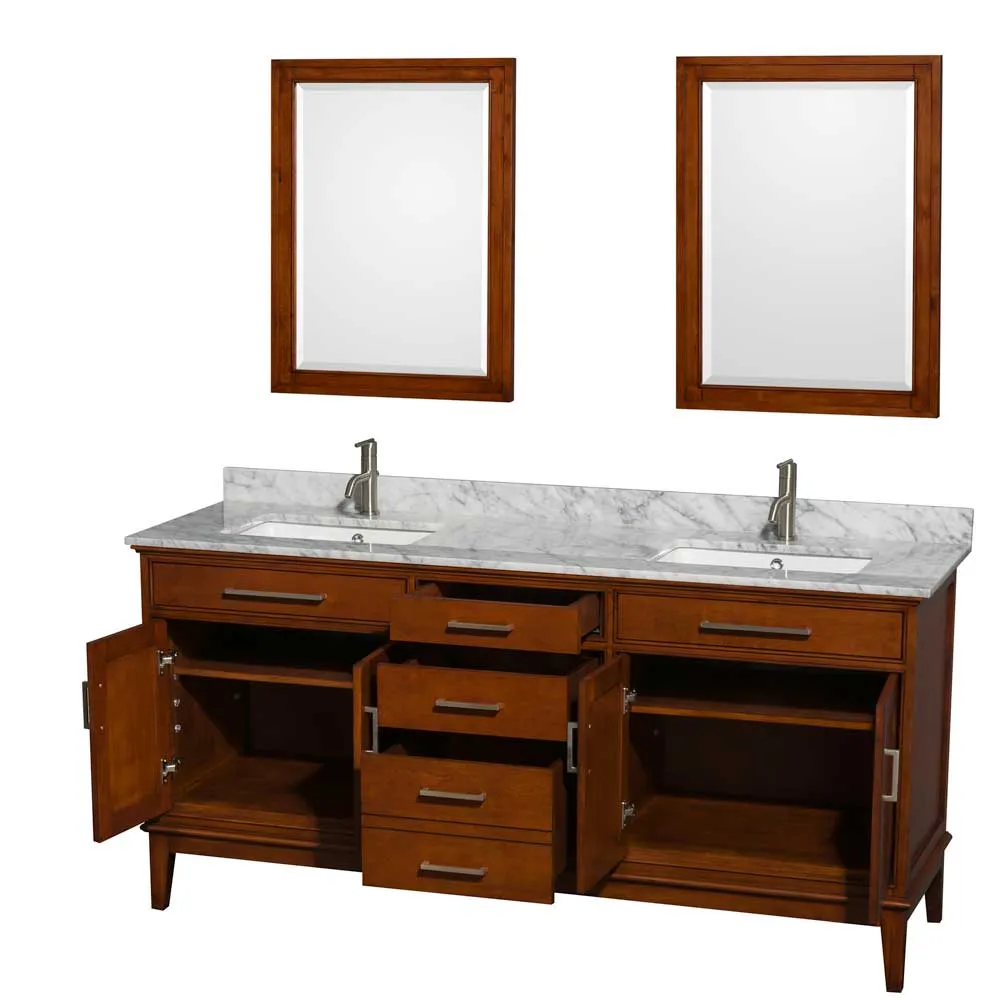 Hatton 72 Inch Double Bathroom Vanity in Light Chestnut