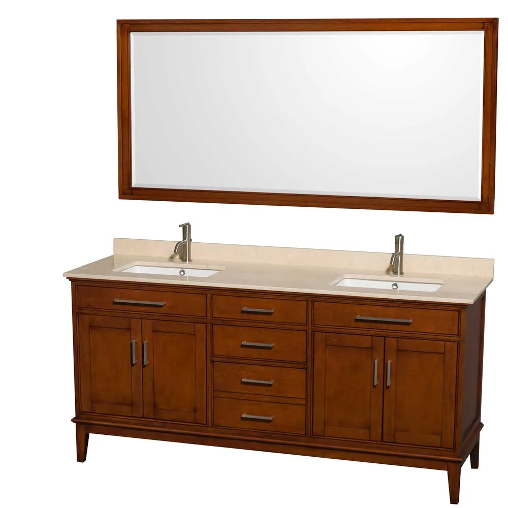 Hatton 72 Inch Double Bathroom Vanity in Light Chestnut