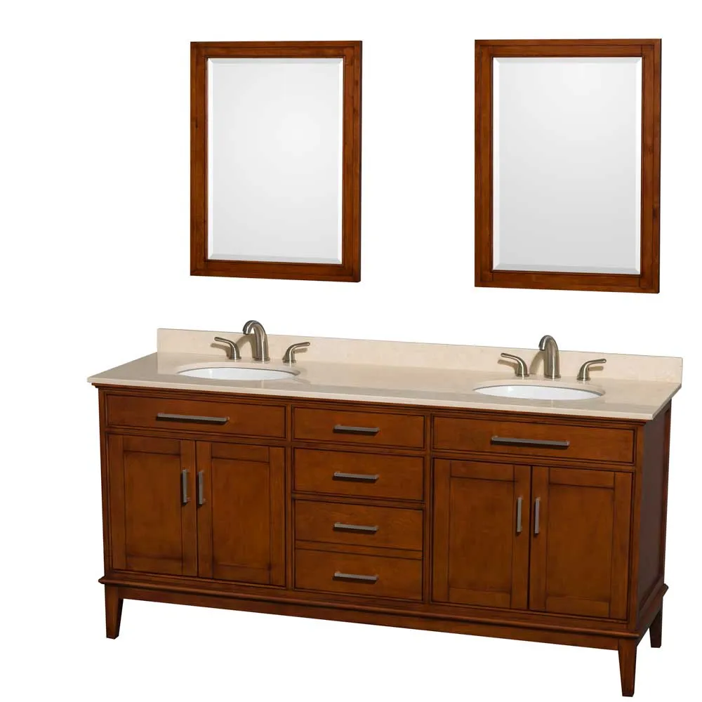Hatton 72 Inch Double Bathroom Vanity in Light Chestnut