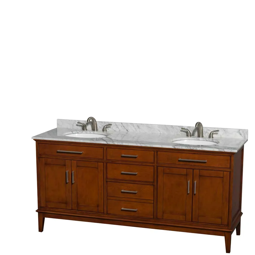 Hatton 72 Inch Double Bathroom Vanity in Light Chestnut