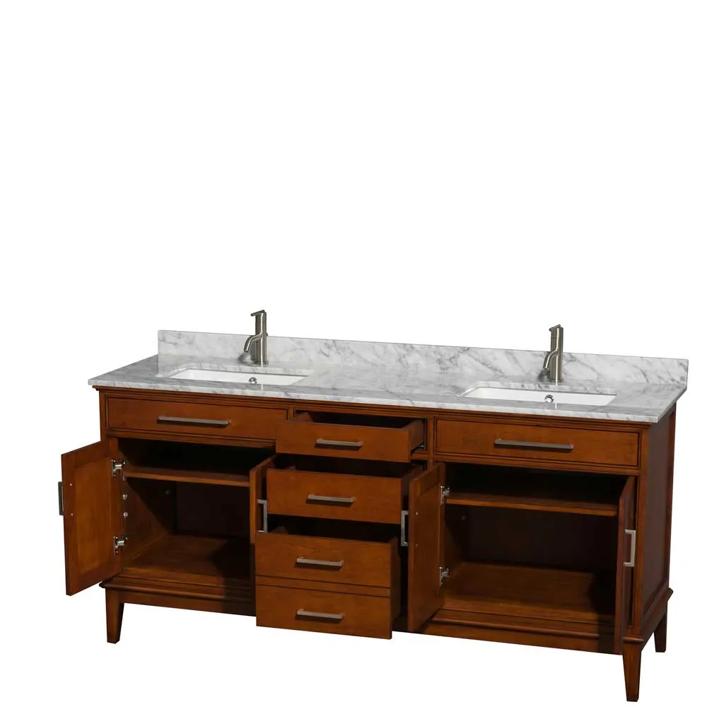 Hatton 72 Inch Double Bathroom Vanity in Light Chestnut