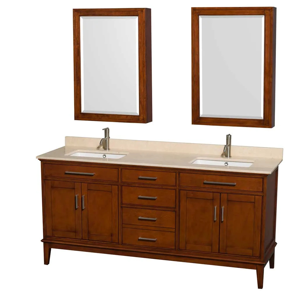 Hatton 72 Inch Double Bathroom Vanity in Light Chestnut