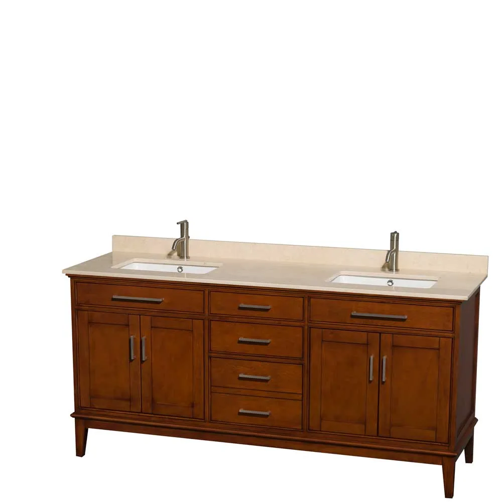 Hatton 72 Inch Double Bathroom Vanity in Light Chestnut