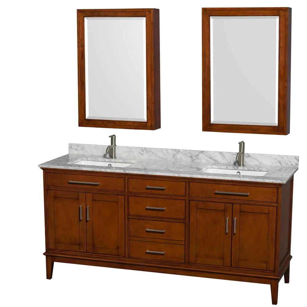 Hatton 72 Inch Double Bathroom Vanity in Light Chestnut