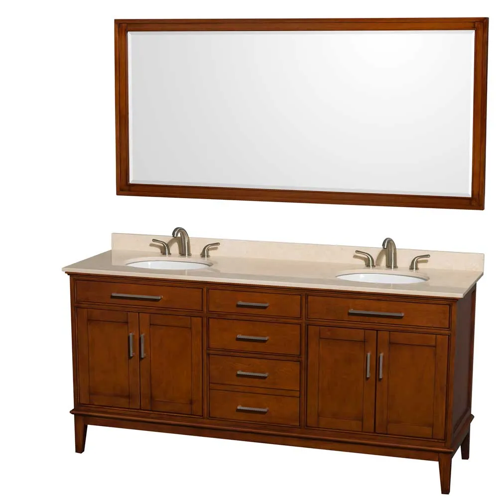 Hatton 72 Inch Double Bathroom Vanity in Light Chestnut