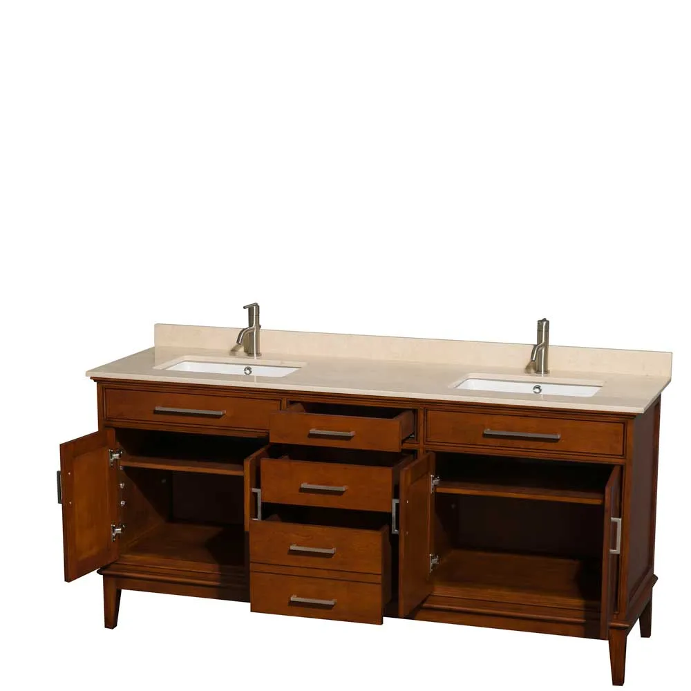 Hatton 72 Inch Double Bathroom Vanity in Light Chestnut