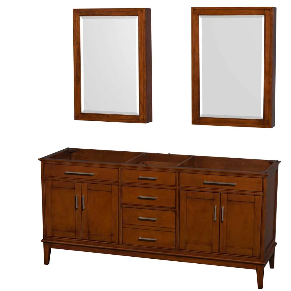 Hatton 72 Inch Double Bathroom Vanity in Light Chestnut
