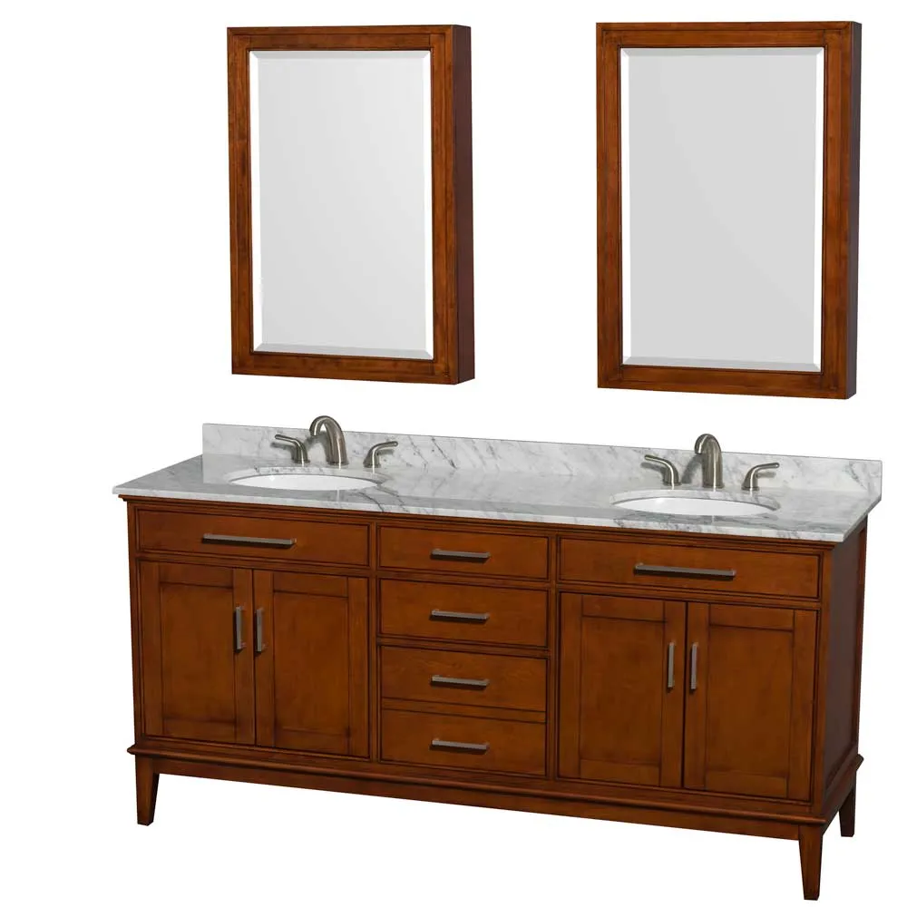 Hatton 72 Inch Double Bathroom Vanity in Light Chestnut