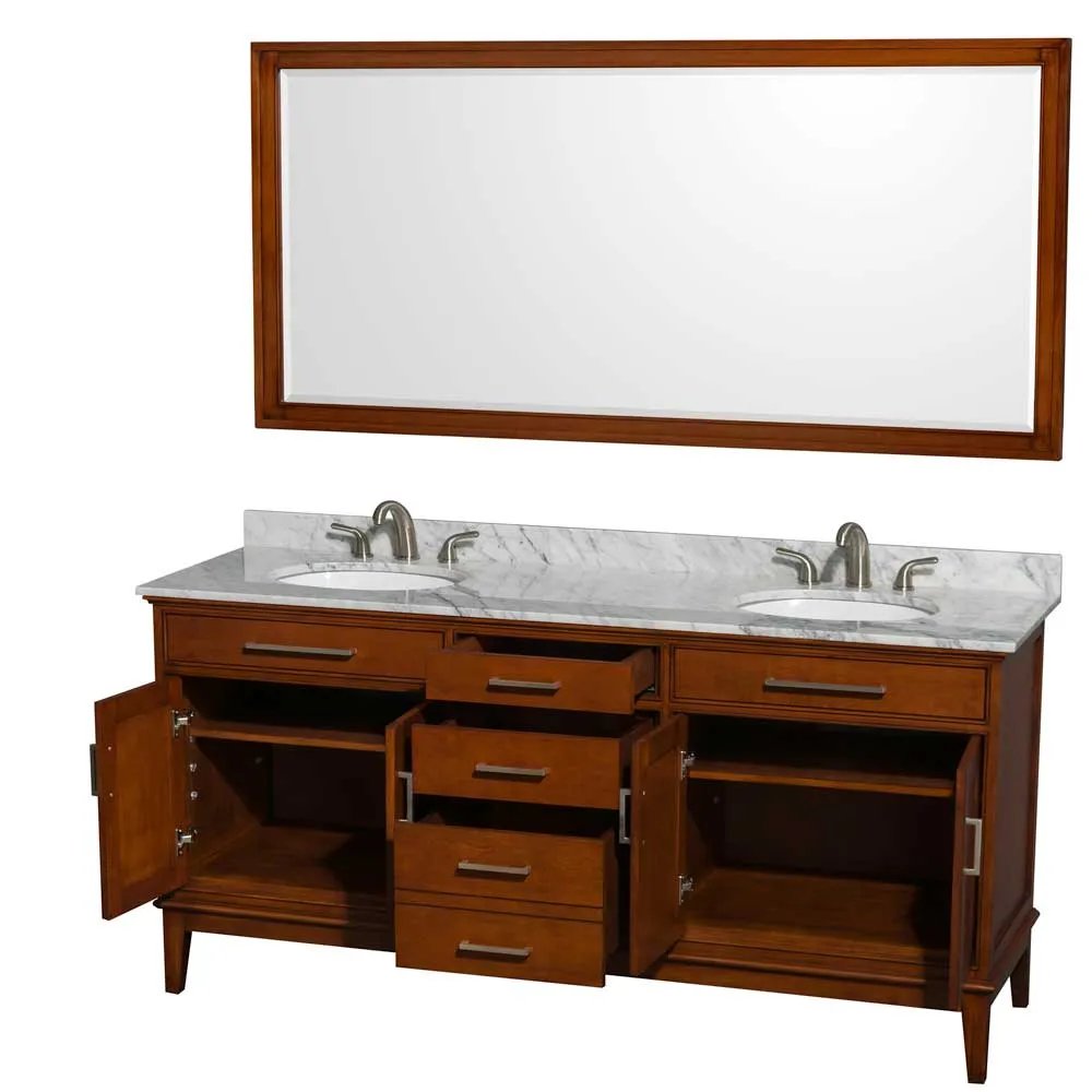 Hatton 72 Inch Double Bathroom Vanity in Light Chestnut