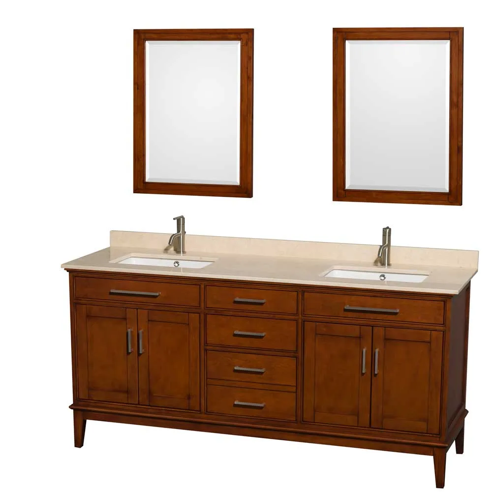 Hatton 72 Inch Double Bathroom Vanity in Light Chestnut