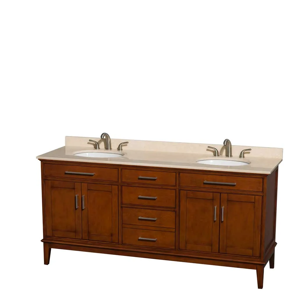 Hatton 72 Inch Double Bathroom Vanity in Light Chestnut