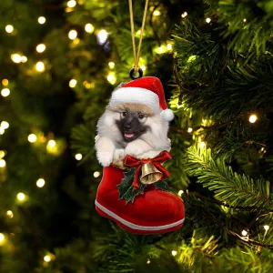Keeshound-In Santa Boot Christmas-Two Sided Ornament