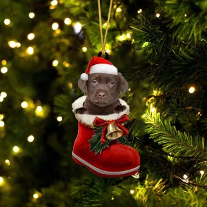 Labrador Retriever (Brown) 1-1-In Santa Boot Christmas-Two Sided Ornament