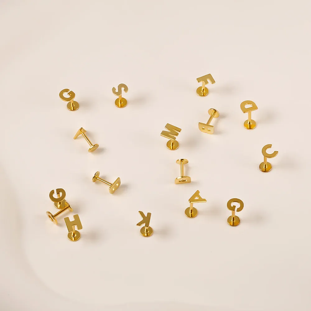 Mini Initial Earring For Women Flat Back Earrings