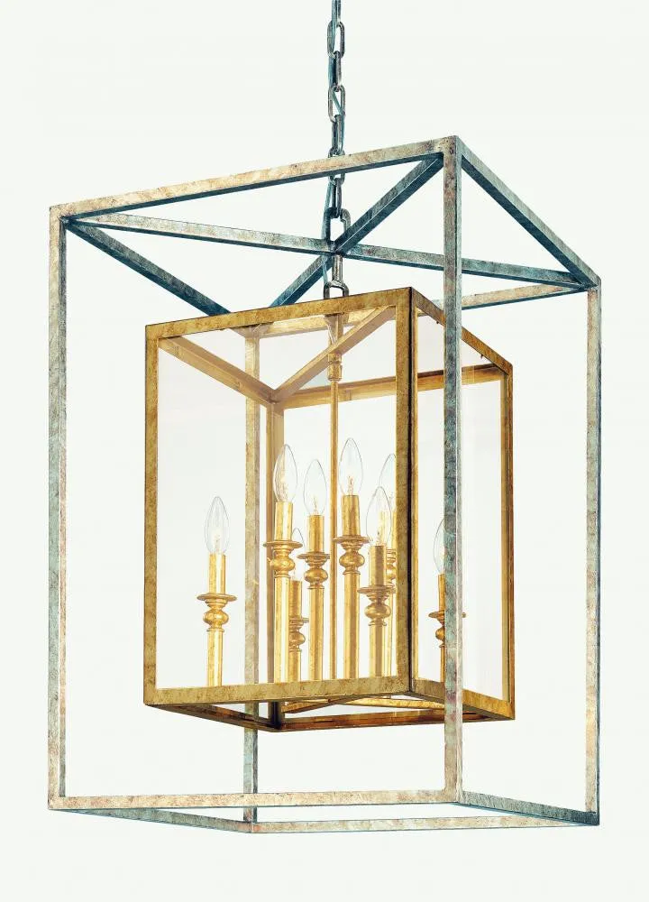 MORGAN 8 LIGHT CHANDELIER, GOLD SILVER LEAF