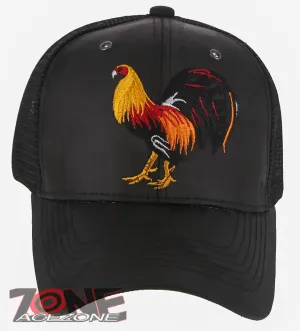 NEW! BIG COCK ROOSTER FIGHT MESH TRUCKER SNAPBACK BALL CAP HAT CAMOUFLAGE BLACK
