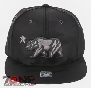 NEW! CALIFORNIA REPUBLIC BEAR STAR FLAT BILL BASEBALL CAP HAT CAMOUFLAGE BLACK