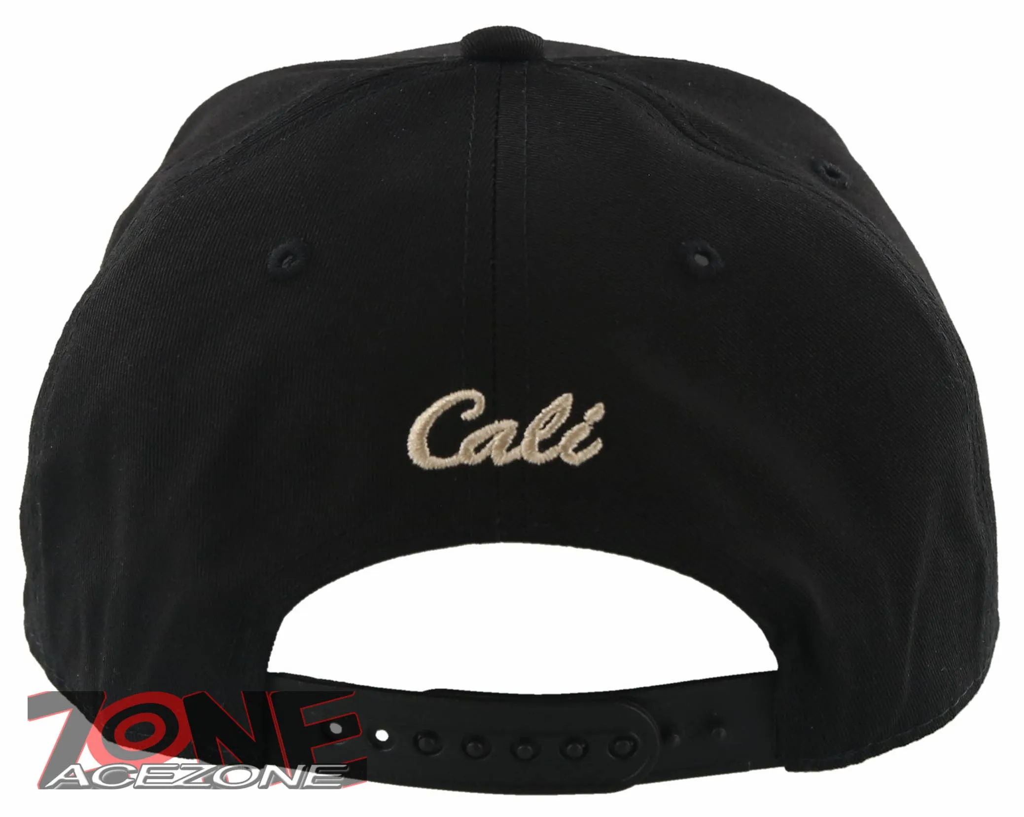 NEW! FLAT BILL CALIFORNIA CALI BEAR SNAPBACK CAP HAT FLOWER BLACK