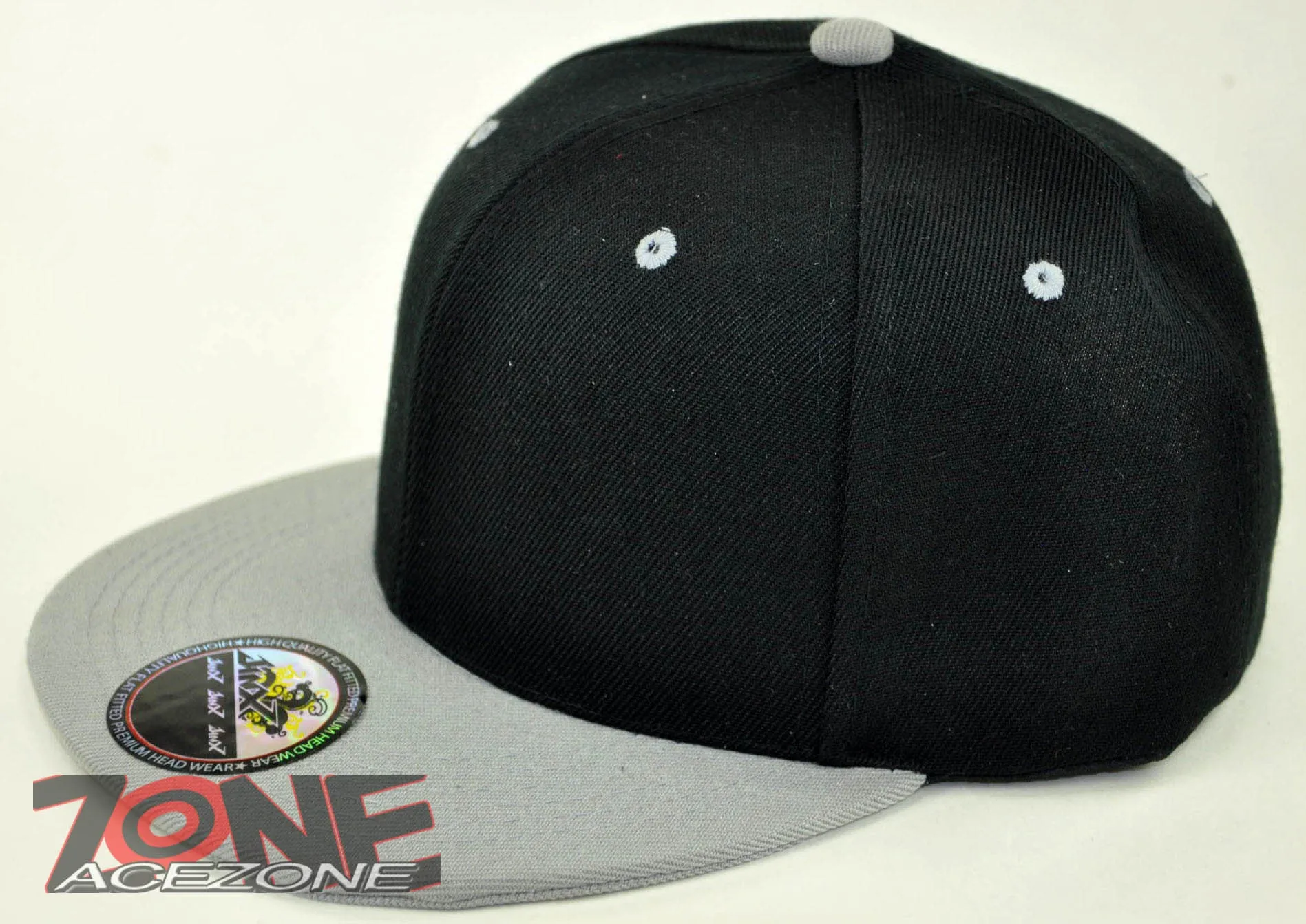 NEW! FLAT BILL SNAPBACK BALL SPORT CAP HAT BLACK GRAY